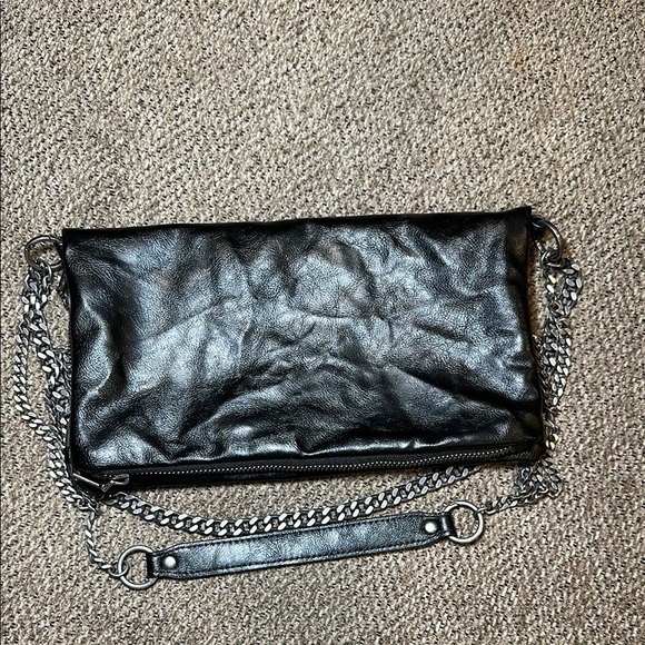 Zara Black Crossbody Bag with Silver Chain - Picture 1 of 6
